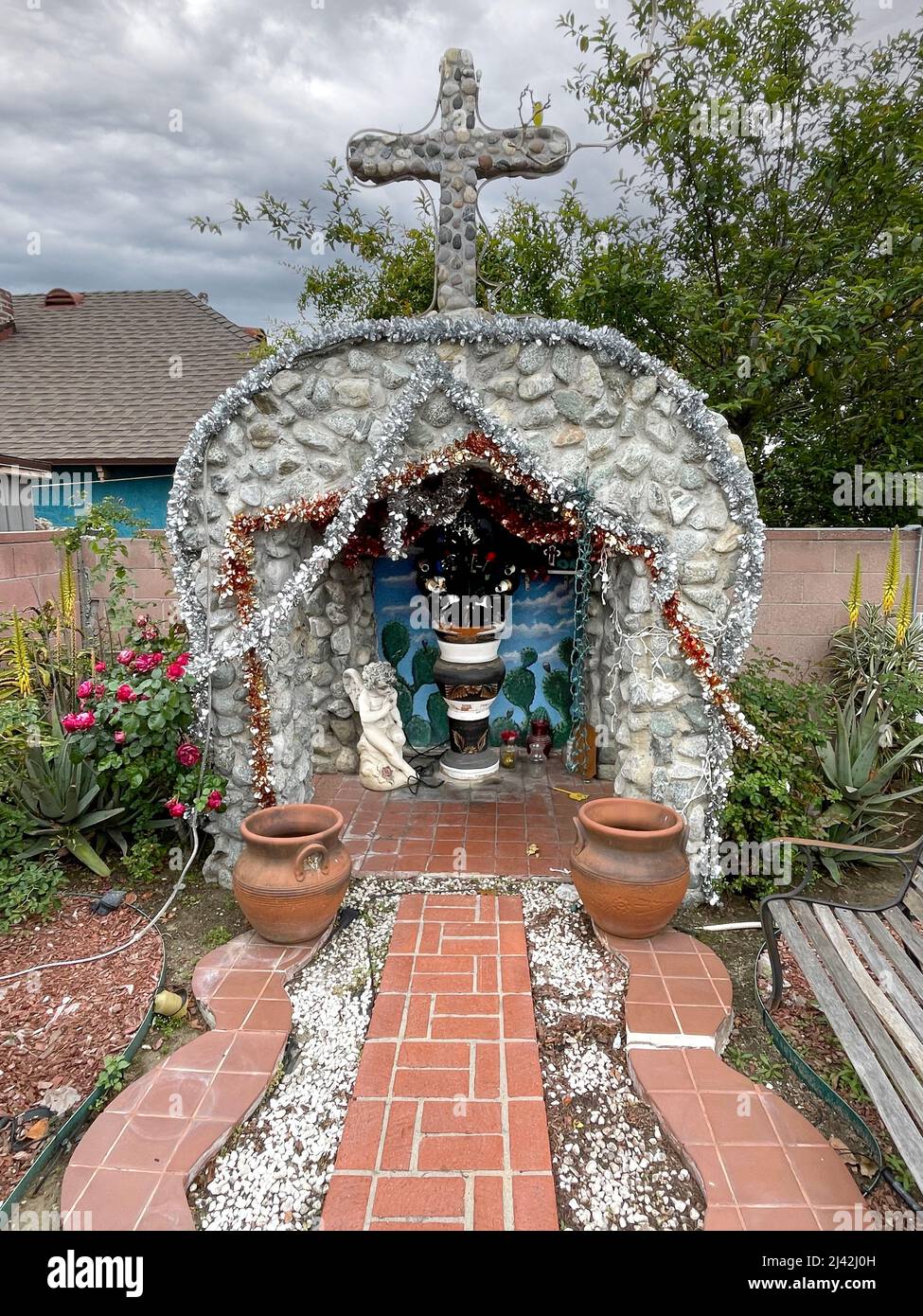 Personal shrine in Los Angeles, CA. Stock Photo