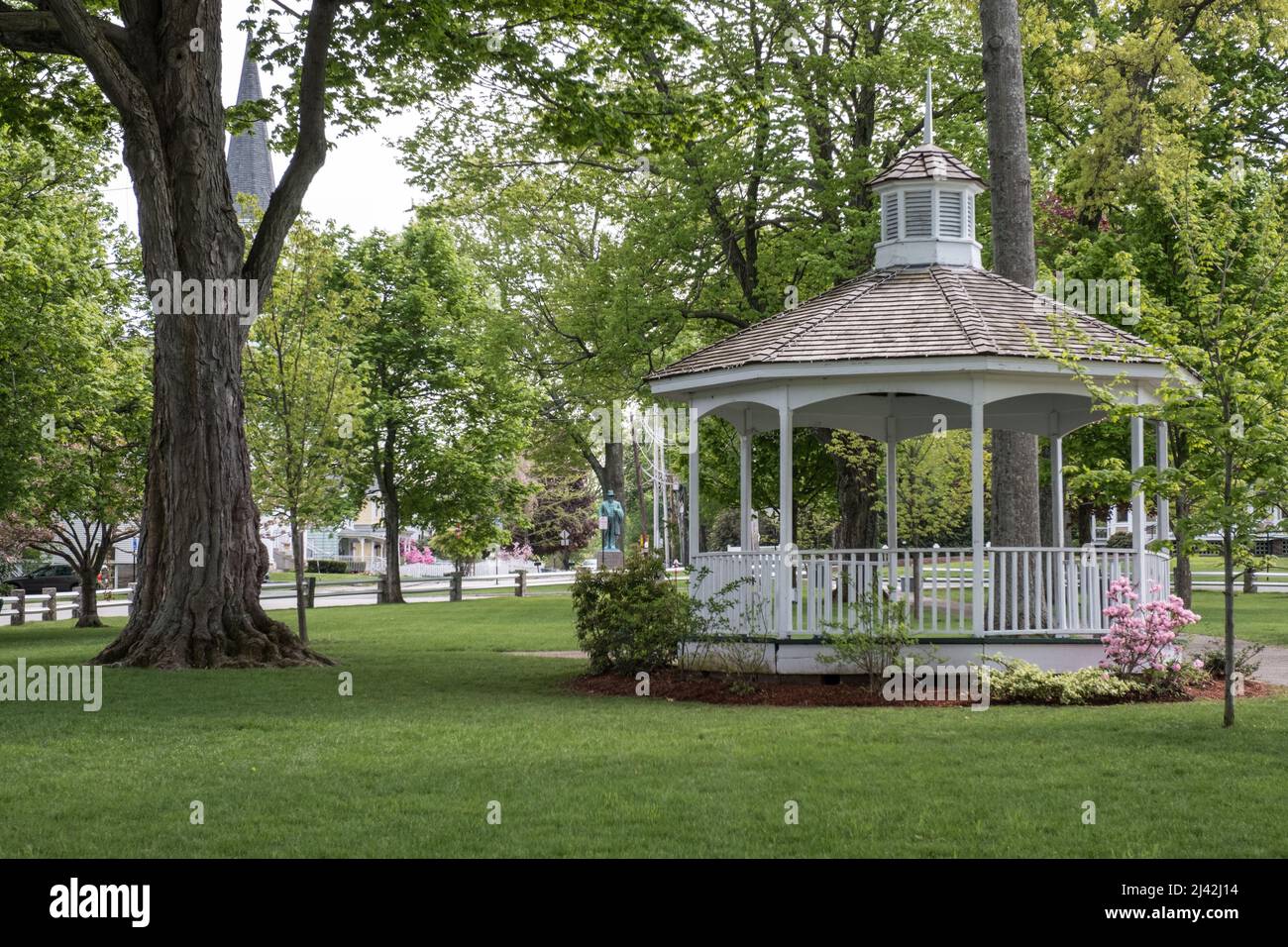 The bandstand on the Town Common in Grafton, Massachusetts Stock Photo