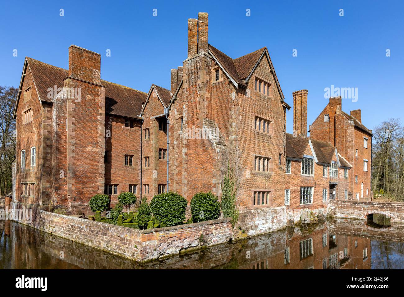 Harvington Hall, a 16th century moated medieval and Elizabethan manor house in the hamlet of Harvington, Worcestershire, England, UK Stock Photo
