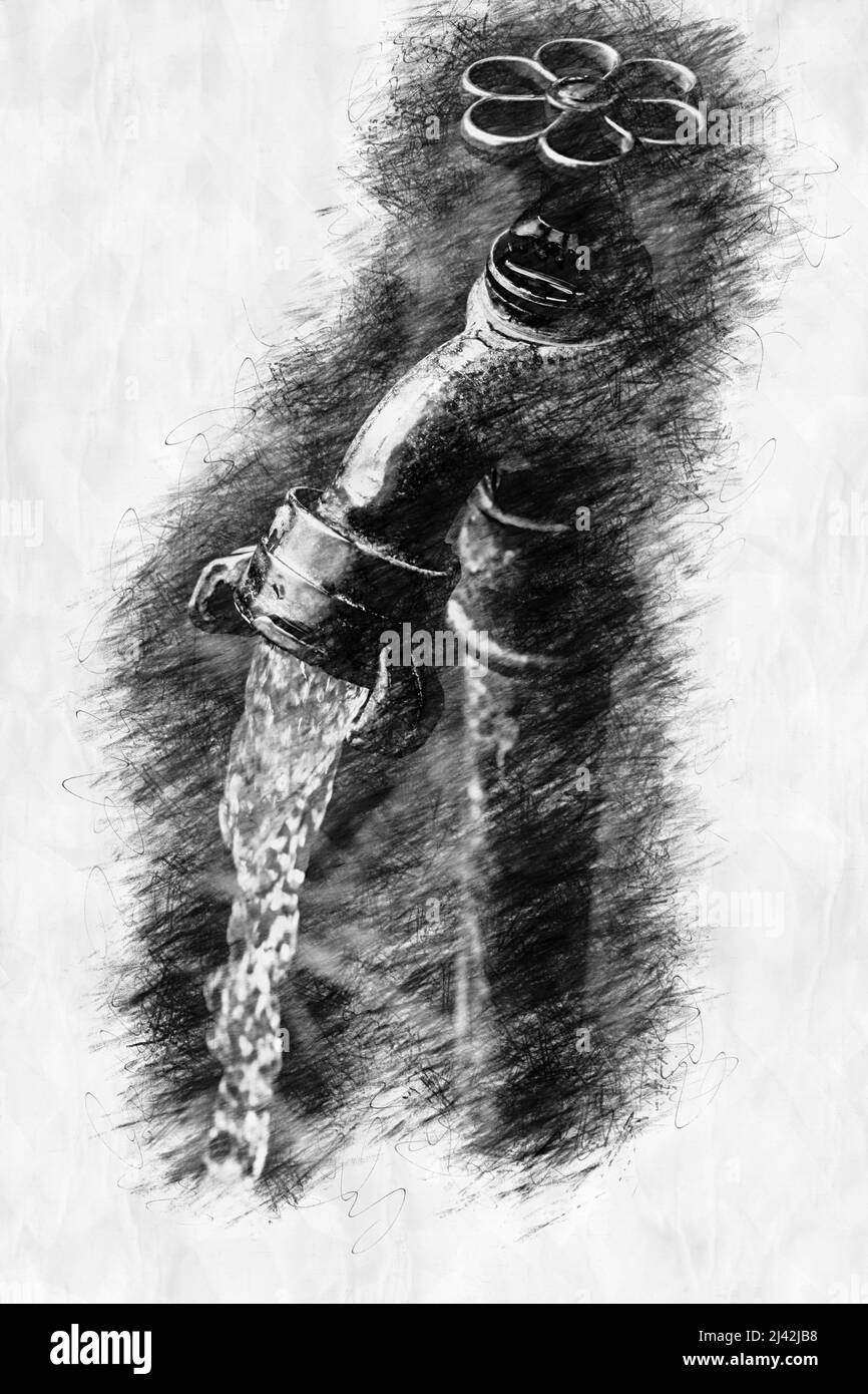 water pencil drawing