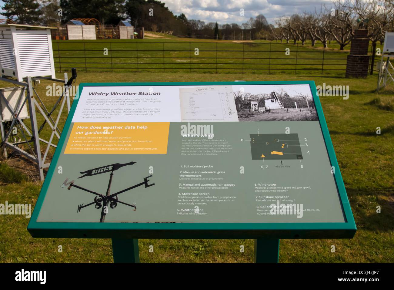 Wisley Weather Station at RHS Garden Wisley, Surrey, England, UK, 2022
