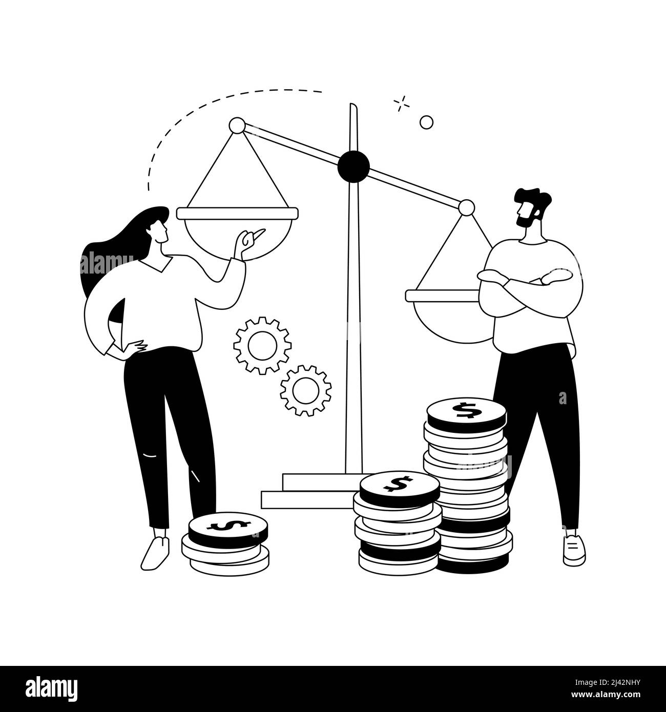 Gender discrimination abstract concept vector illustration. Sexism, gender roles and stereotypes, workplace inequality, skills and capabilities, women Stock Vector