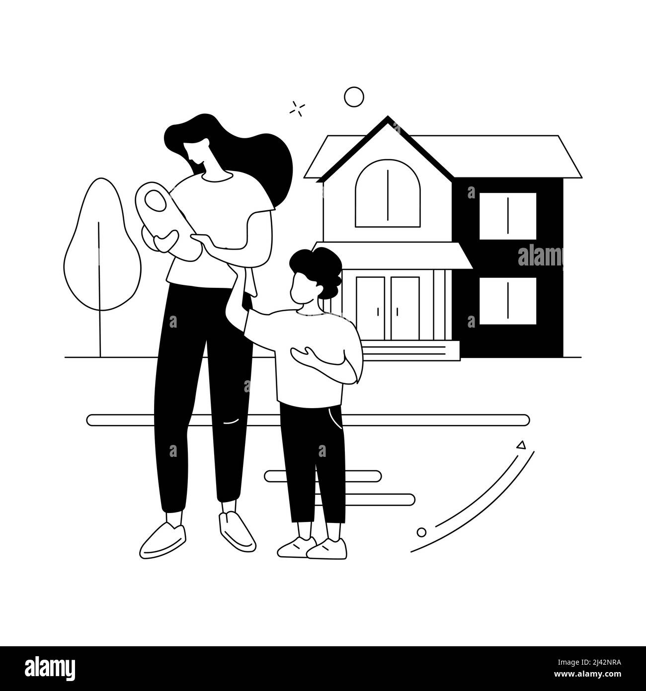 Single parent abstract concept vector illustration. Singleperson