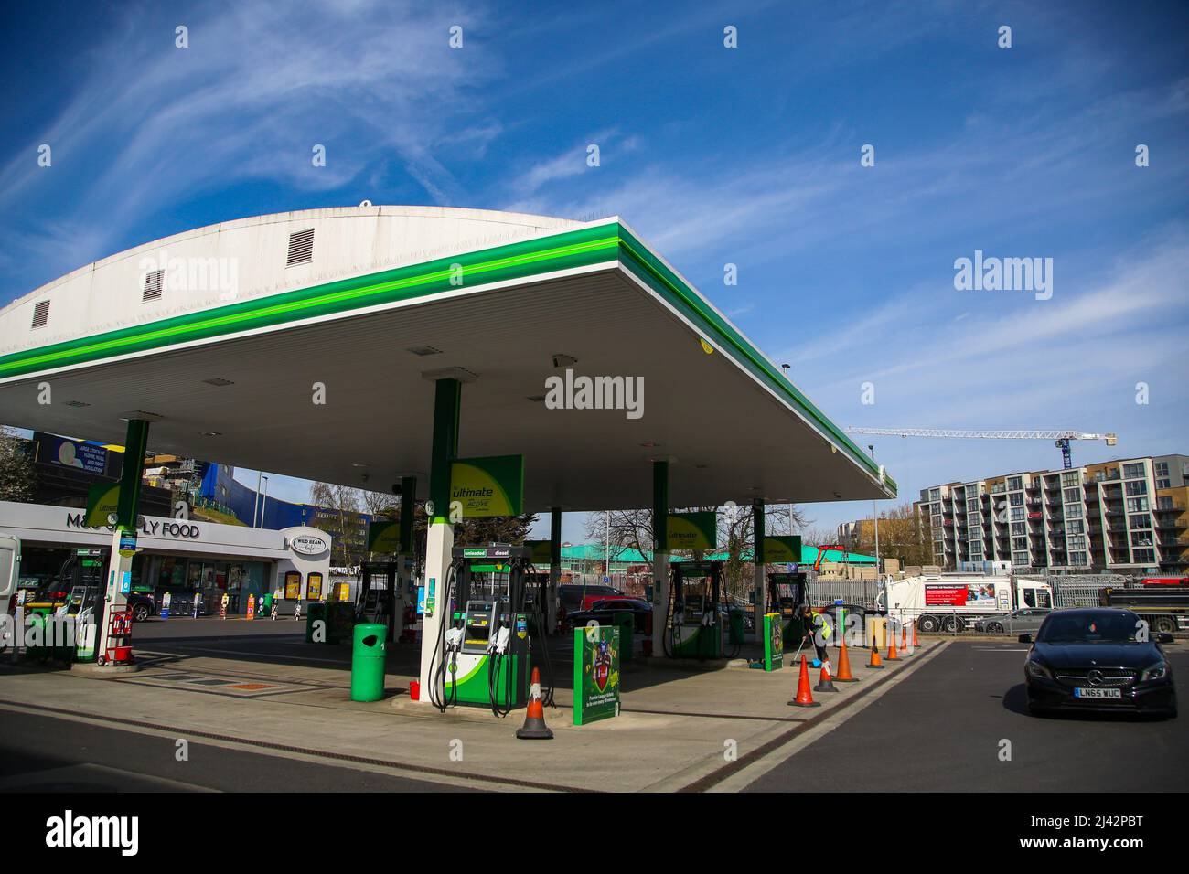 London, UK. 11th Apr, 2022. An exterior view of BP petrol station. Credit: SOPA Images Limited/Alamy Live News Stock Photo