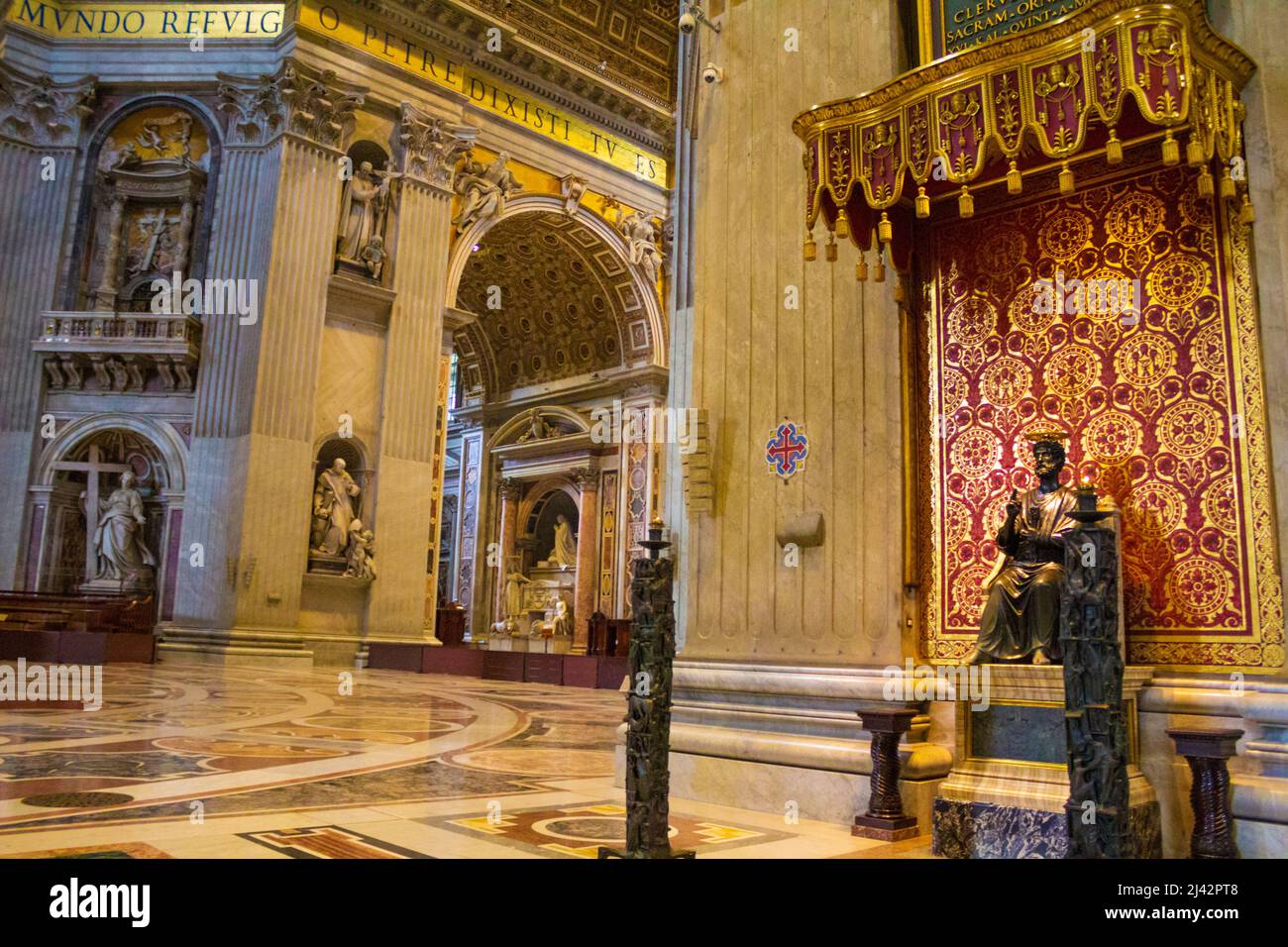 Stunning decorated St Peter`s Basilica interior Vatican Rome or ...