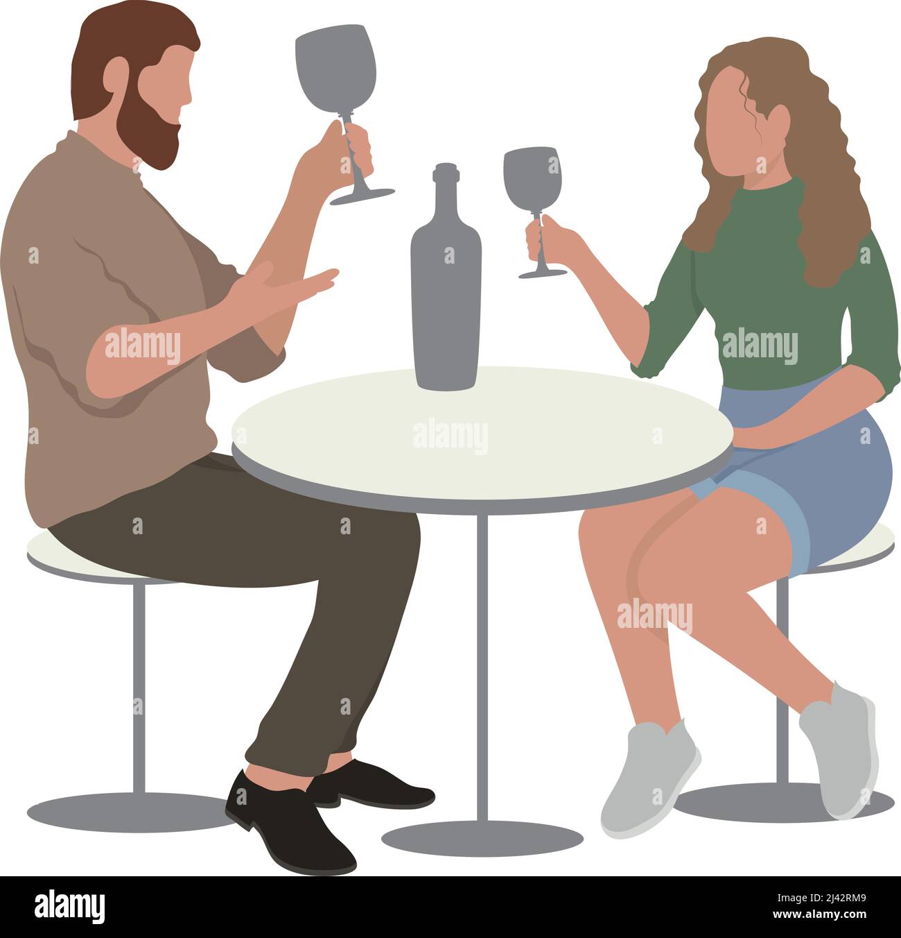 Man drinking wine table bottle Stock Vector Images - Alamy