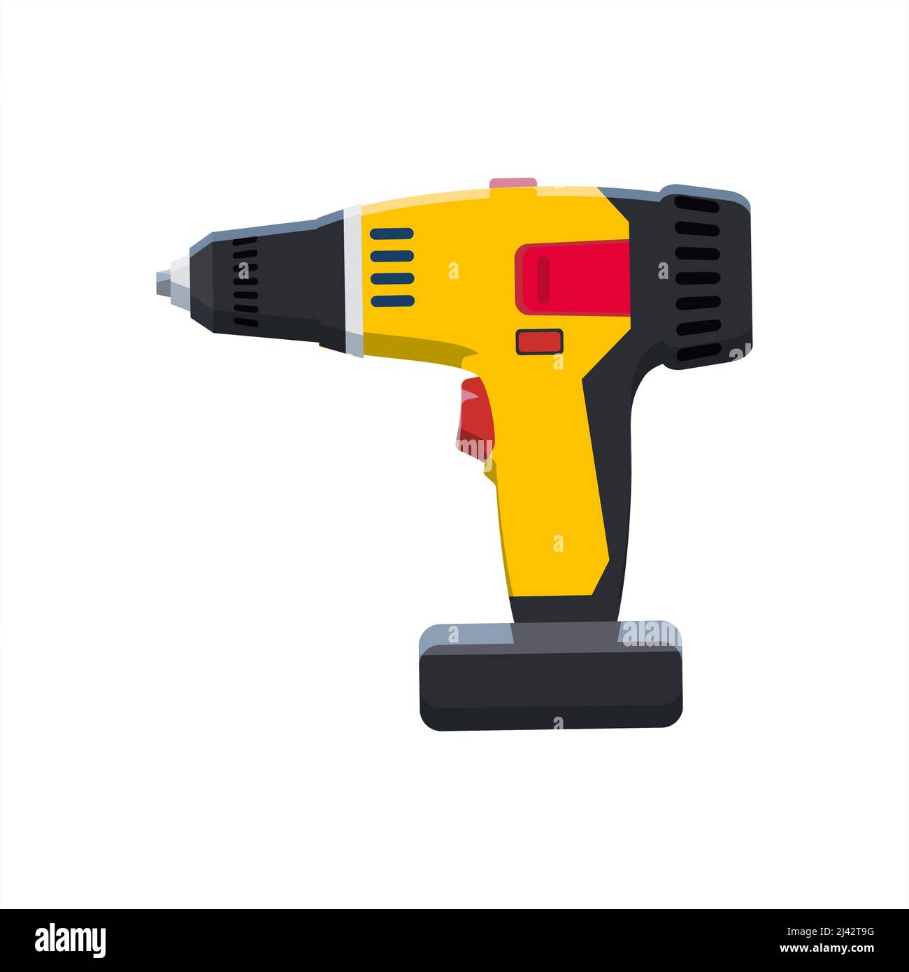 Electric screwdriver, drill tool, illustration, vector Stock Vector