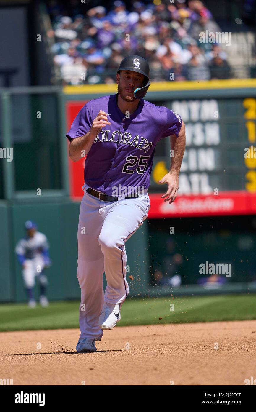 April 10 2022: Colorado digested hitter C.J. Cron (25) in action during the  game with Los Angeles Dodgers and Colorado Rockies held at Coors Field in  Denver Co. David Seelig/Cal Sport Medi(Credit