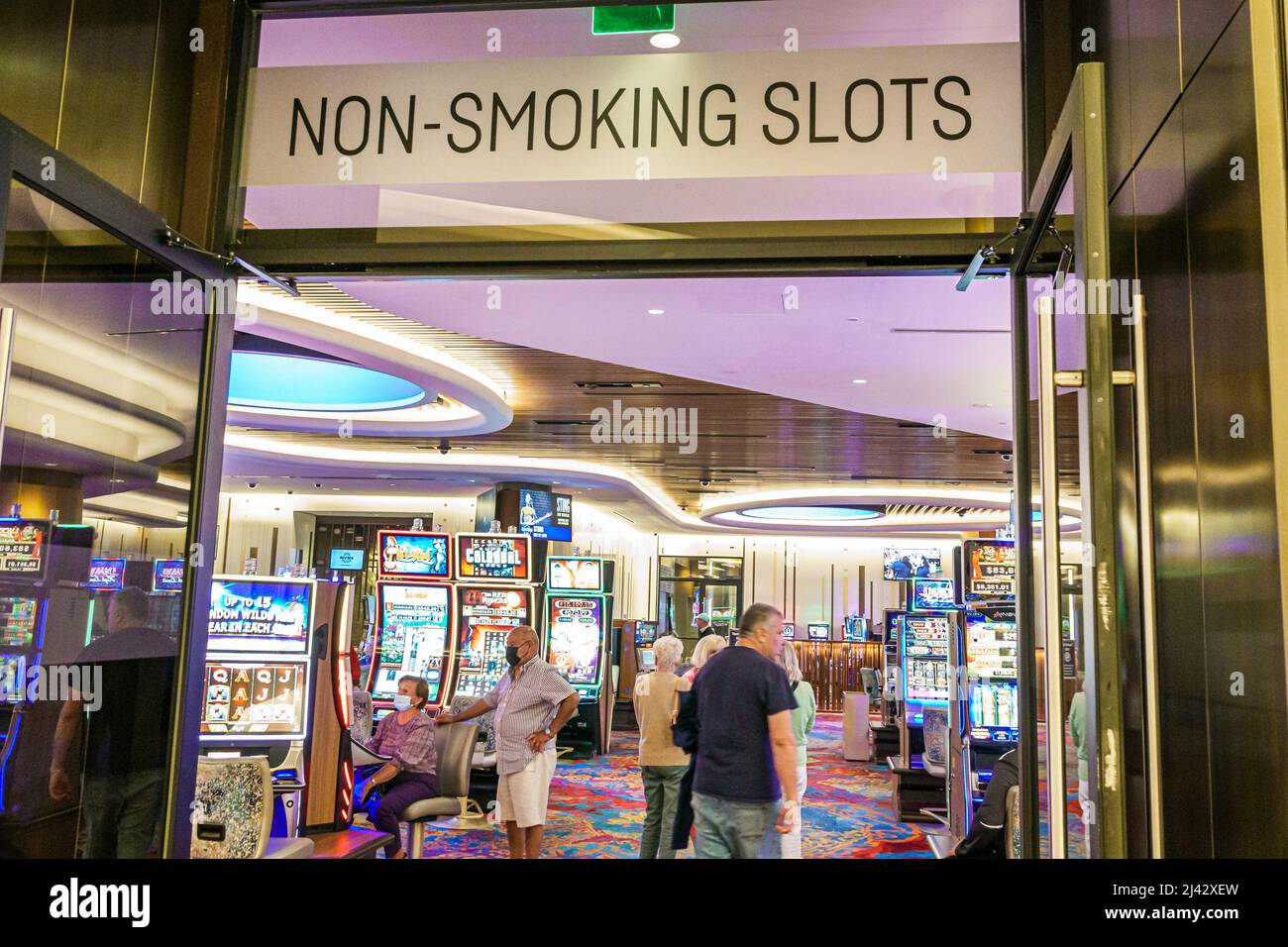 Hollywood Florida Seminole Hard Rock Hotel & Casino tribe tribal reservation inside interior non-smoking slots slot machines gambling gamblers smoke-f Stock Photo