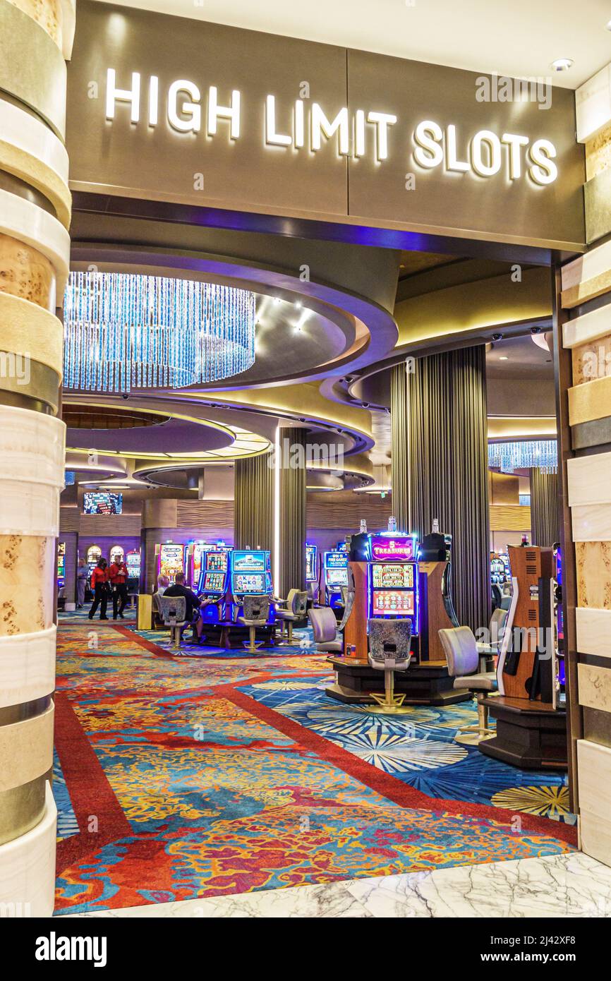 Hollywood Florida Seminole Hard Rock Hotel & Casino tribe tribal reservation inside interior high limit slots slot machines gambling Stock Photo