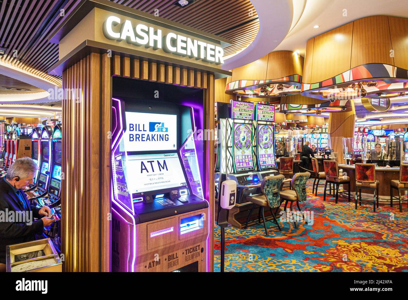Hollywood Florida Seminole Hard Rock Hotel & Casino tribe tribal reservation inside interior cash center centre ATM machine gambling Stock Photo