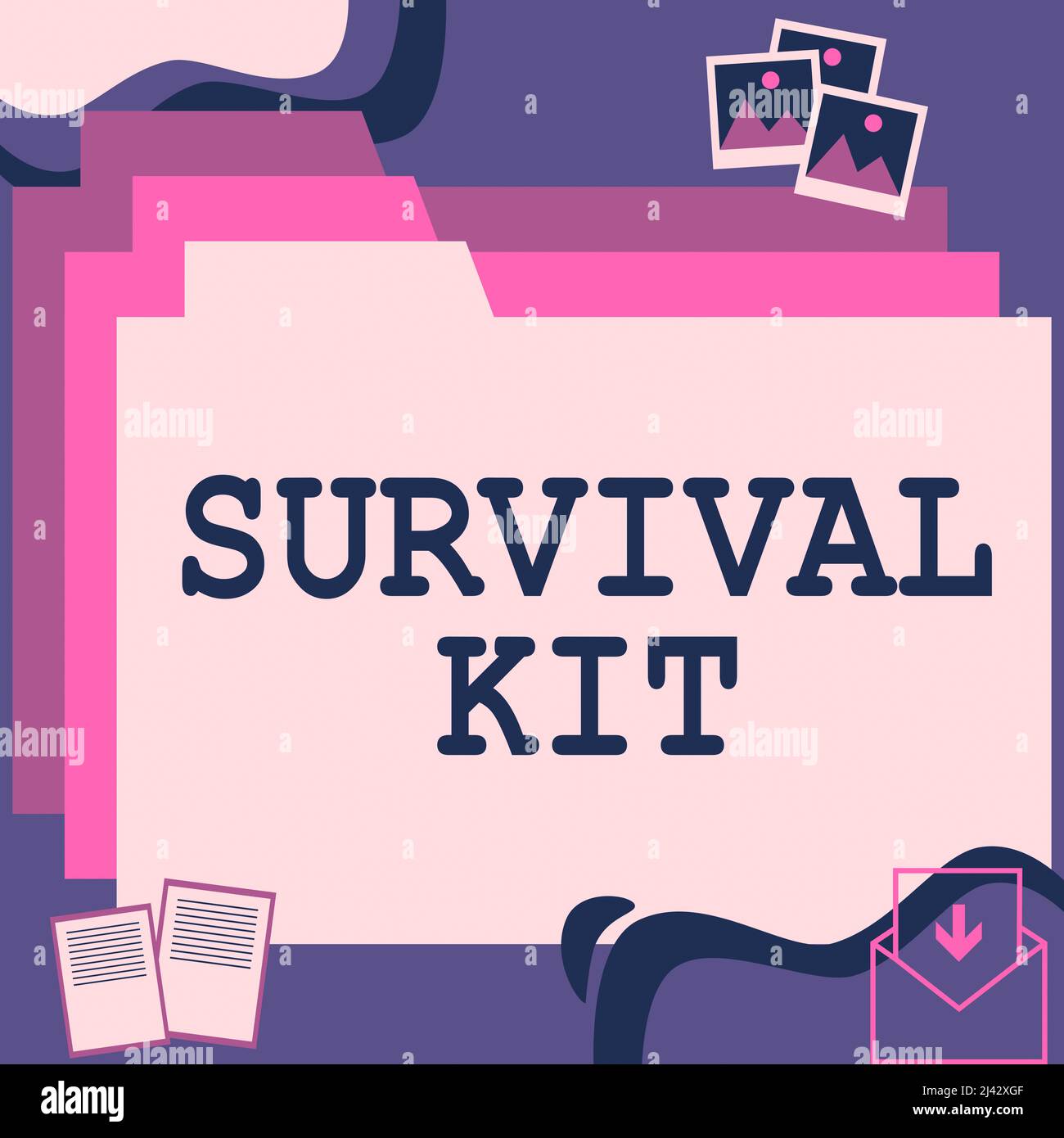 Hand writing sign Survival Kit. Business approach Emergency Equipment ...
