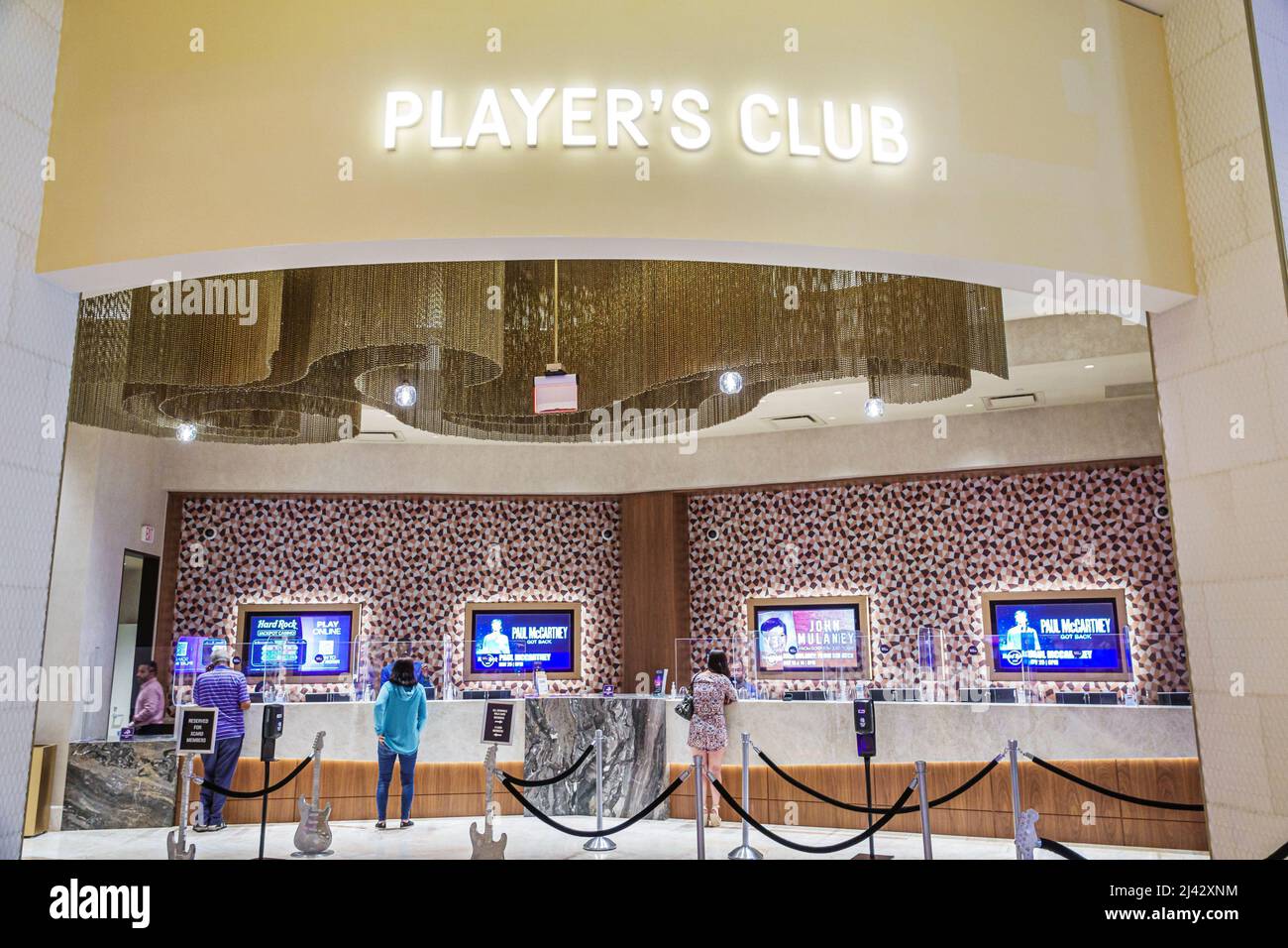 Hollywood Florida Seminole Hard Rock Hotel & Casino tribe tribal reservation inside interior Player's Club counter members privileges Stock Photo