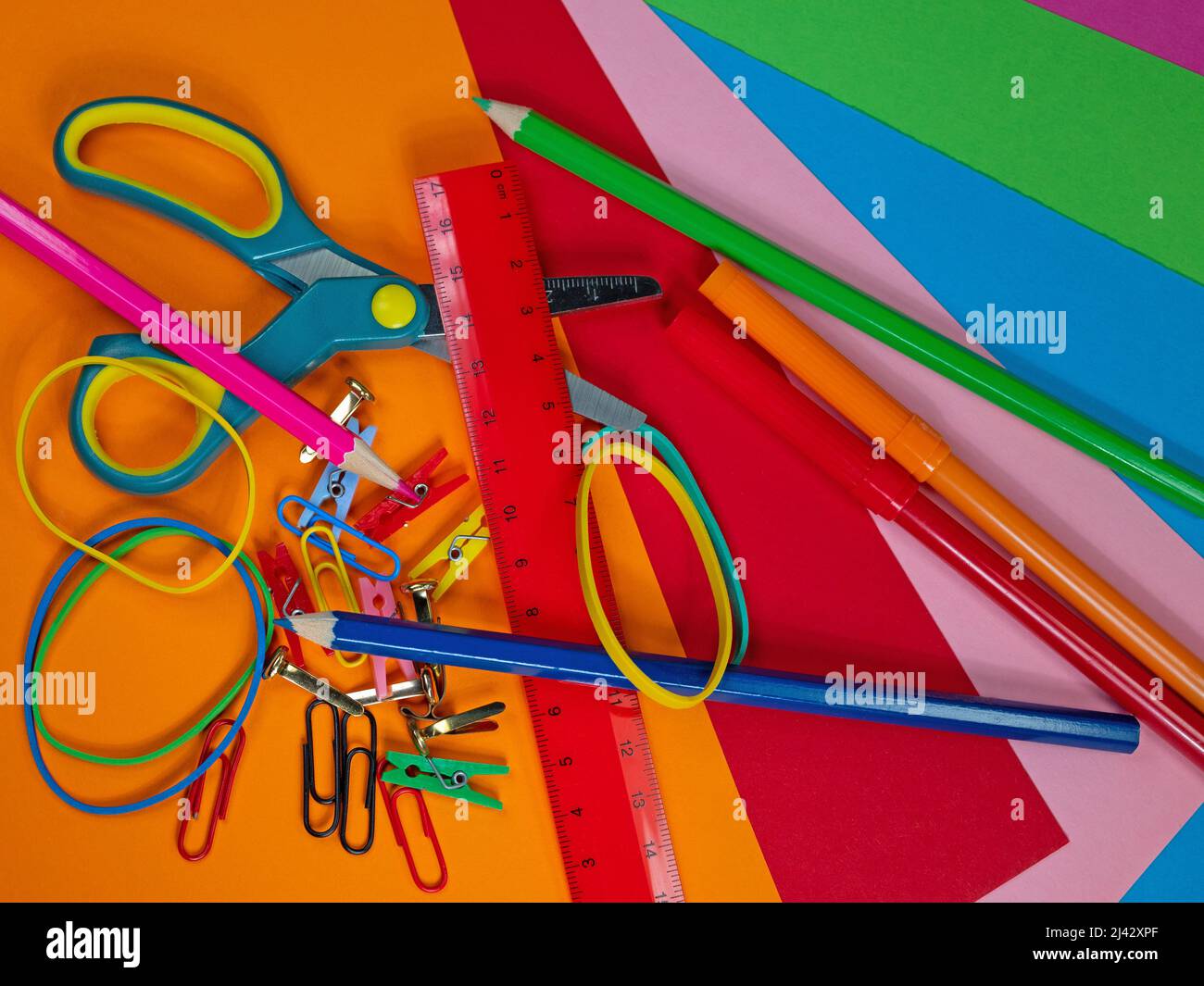 Various craft materials and colored paper Stock Photo Alamy