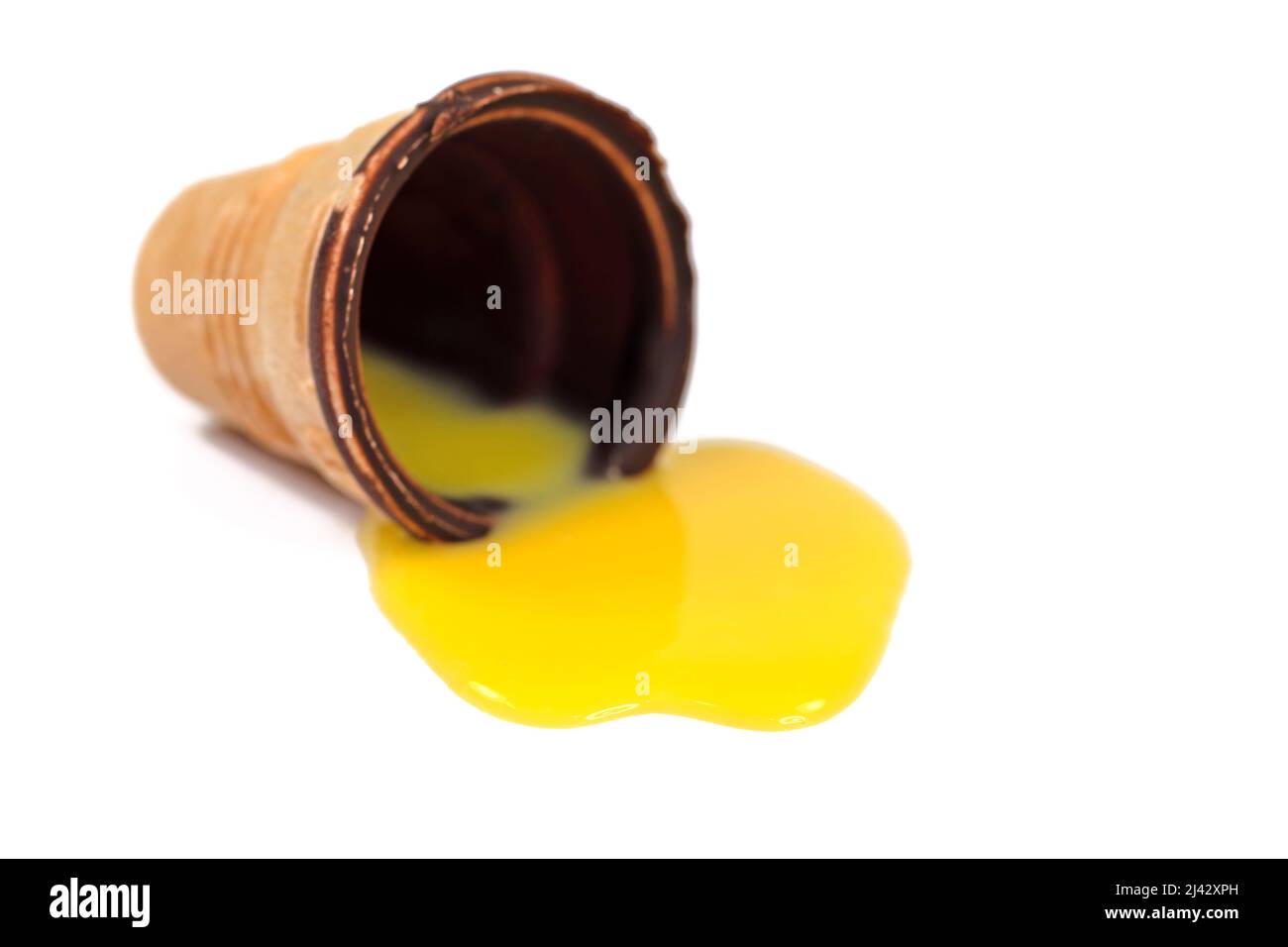 Eggnog in a waffle cup against a white background Stock Photo