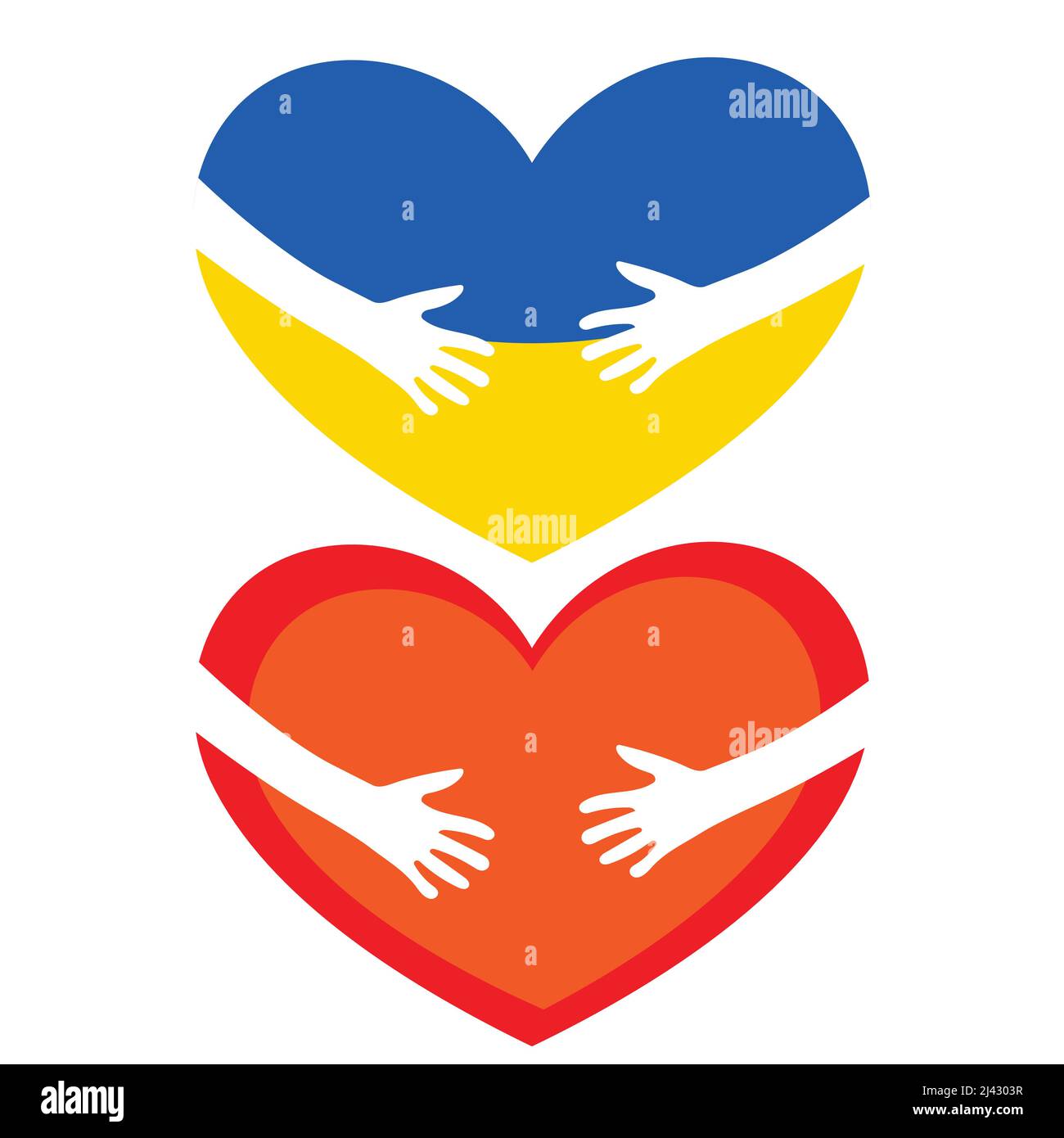 Red and yellow hearts with hug hands Stock Vector Image & Art Alamy