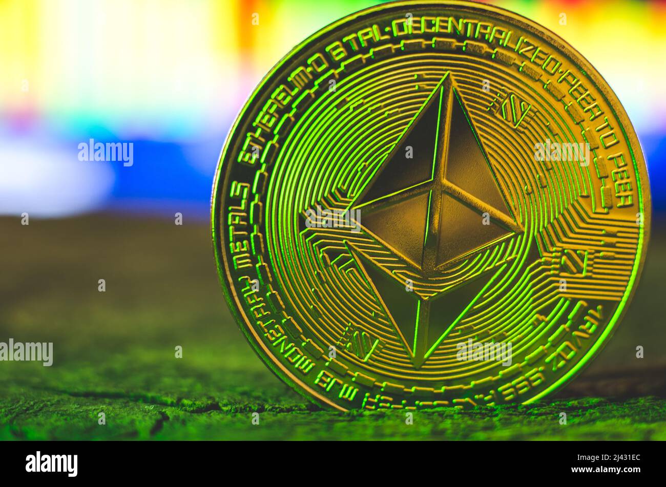 Ethereum coin in green neon light close-up. World cryptocurrency. Financial  system of the future - Ukraine, Izmail 17.03.22 Stock Photo - Alamy