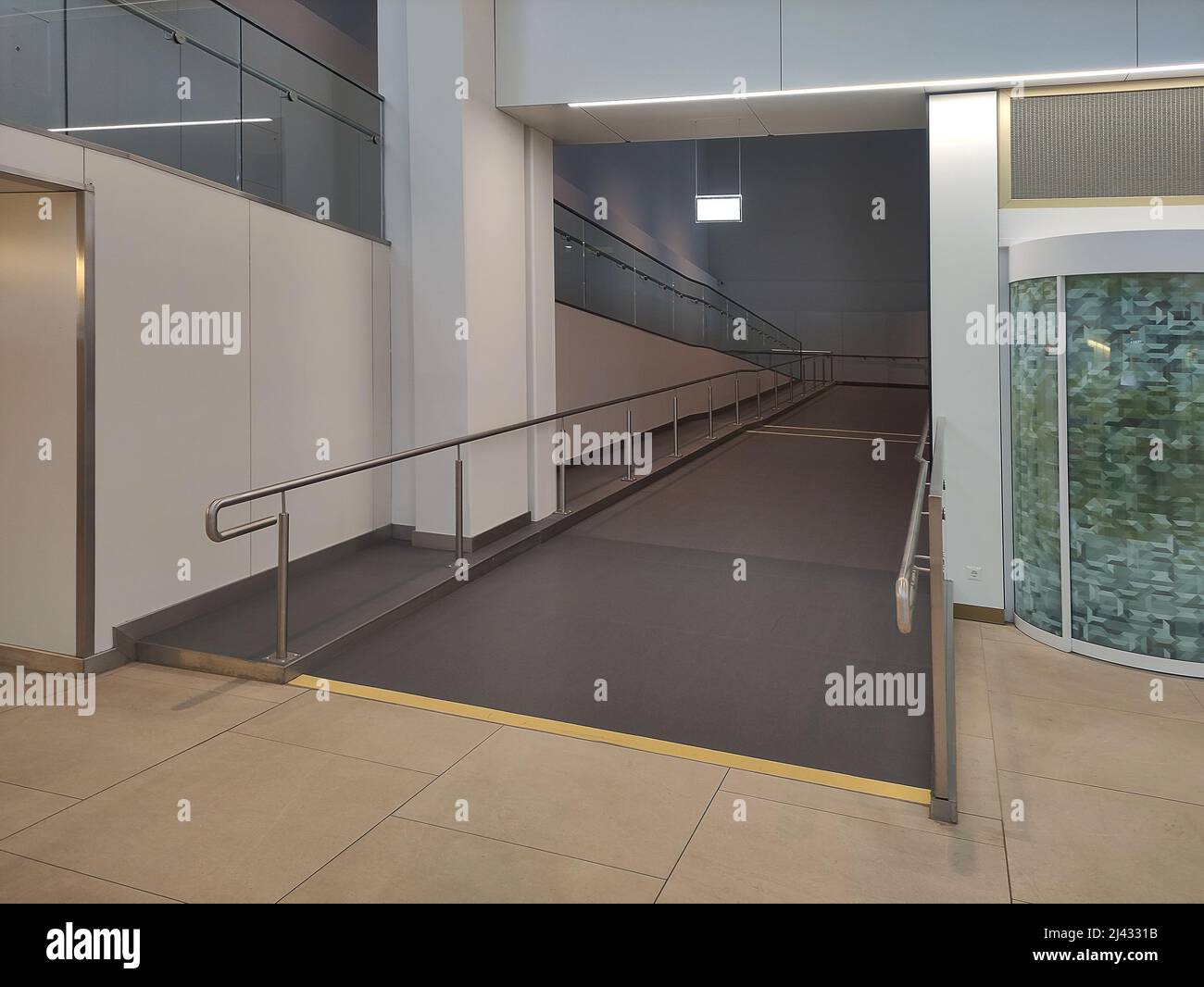 Wheelchair ramp for a disabled persons at the airport and station Stock