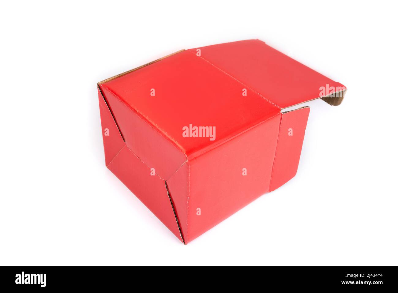 Empty red paper box on a black background Stock Photo