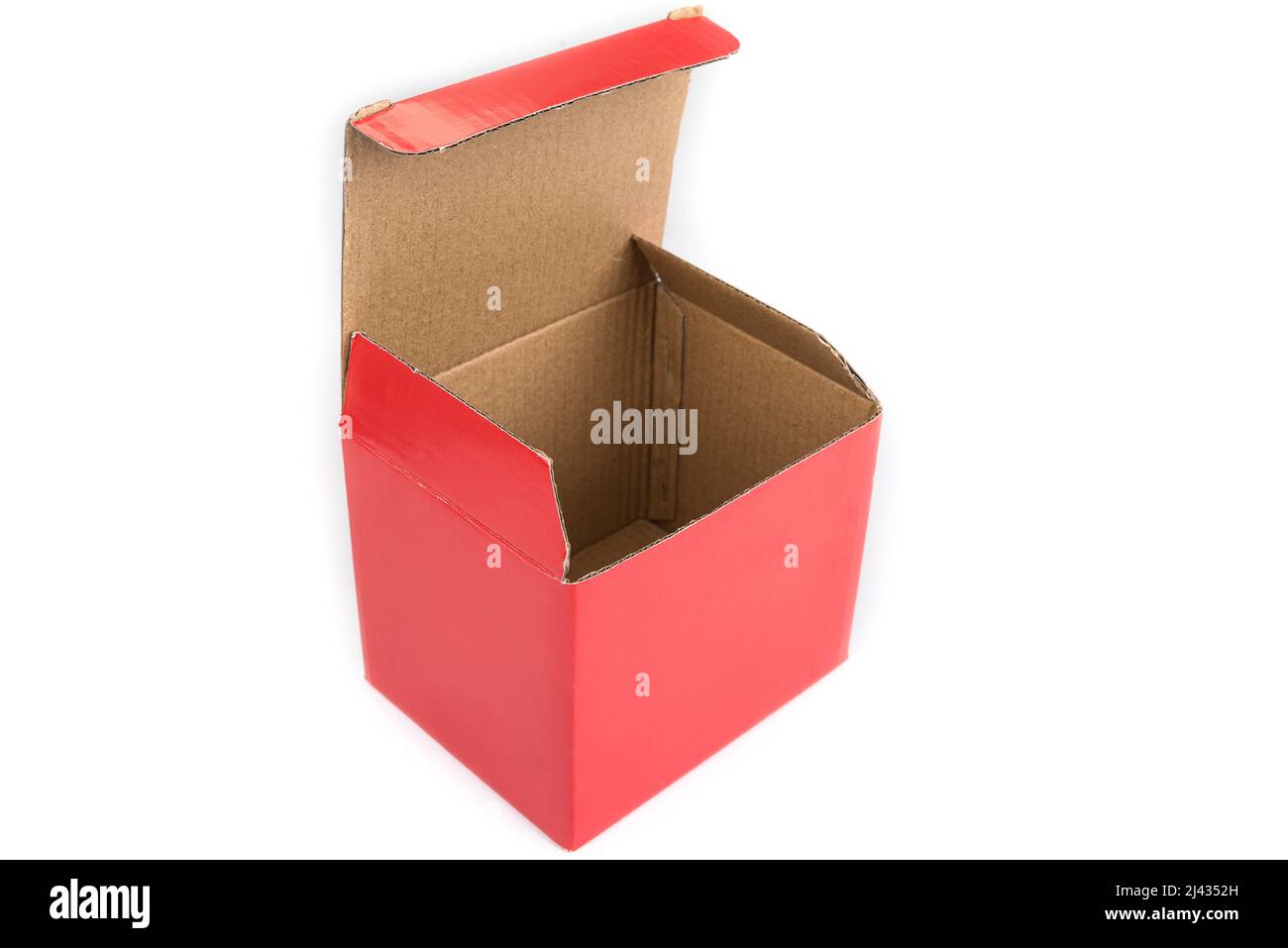 Empty red paper box on a black background Stock Photo