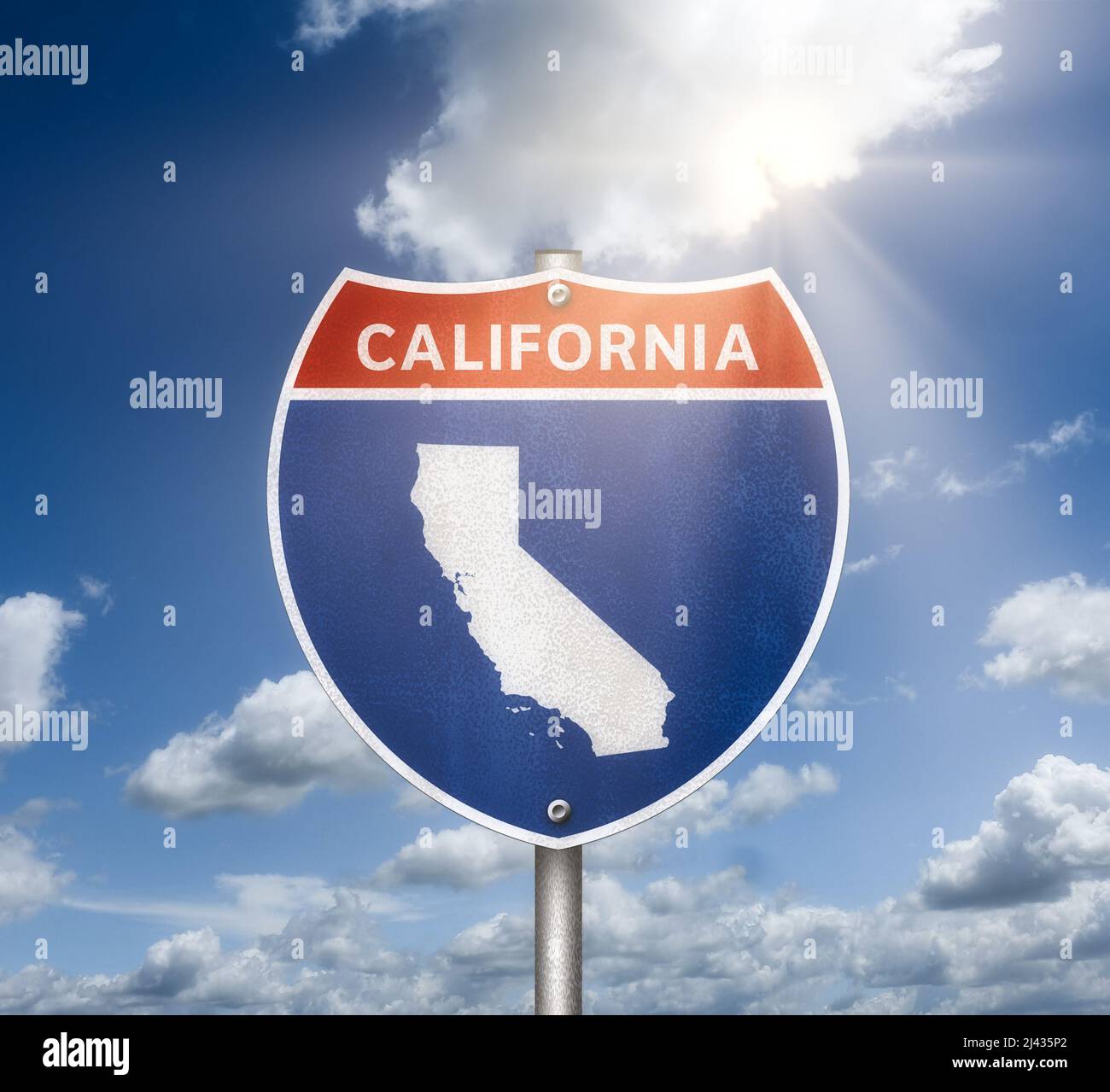 Direction to the Golden State of California Stock Photo