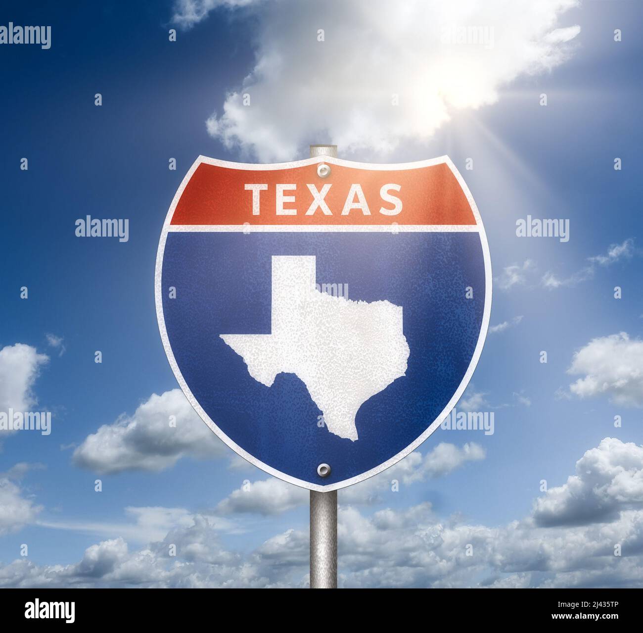 Direction to US State of Texas Stock Photo