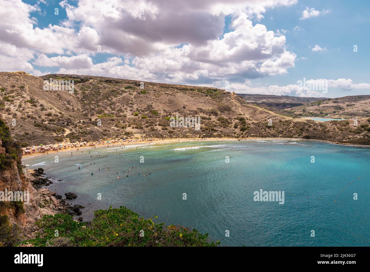 Beautiful maltese bays and cliffs surrounded by amazing blue sea Stock Photo