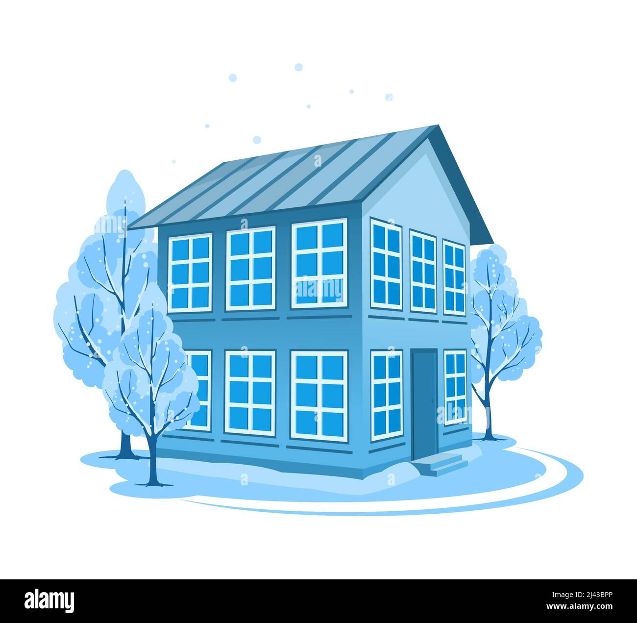 Winter landscape. House surrounded by trees Stock Vector Image & Art ...