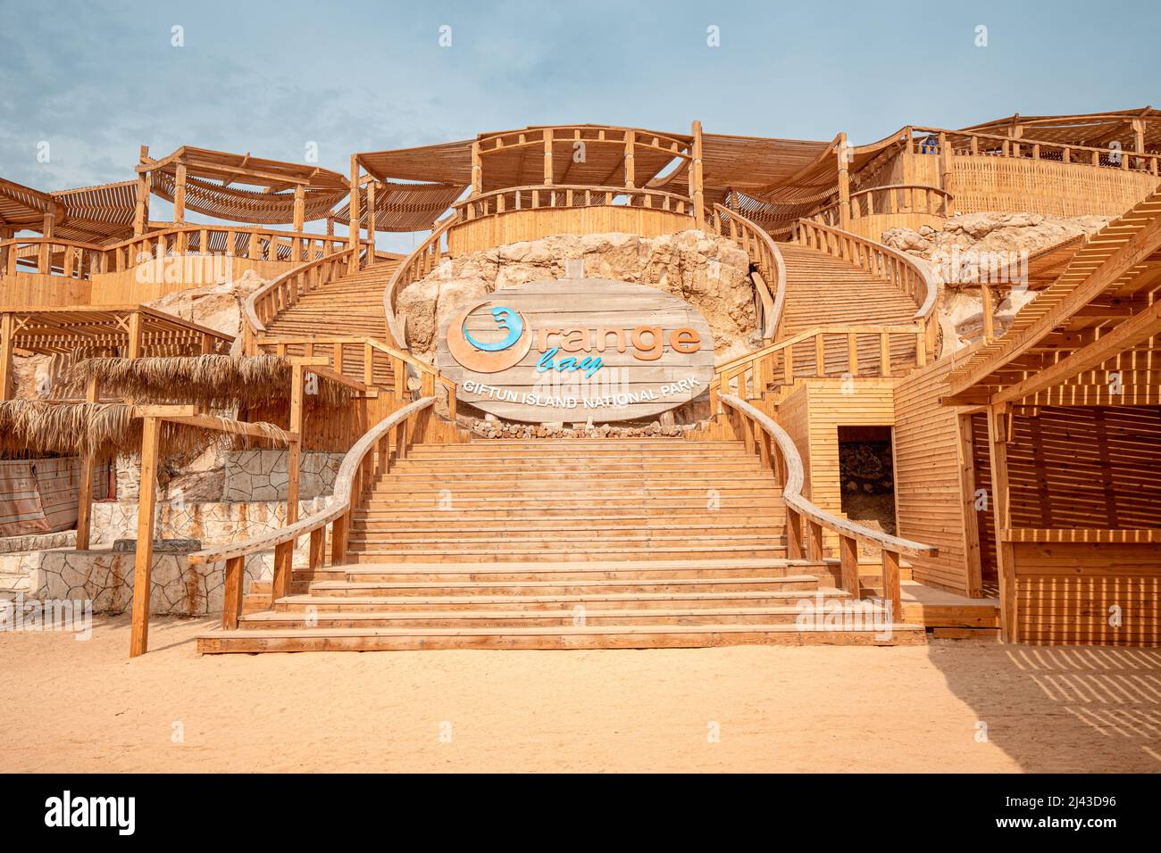 09 January 2022, Hurghada, Egypt: Famous Orange Bay in Giftun Island and National Park Stock Photo