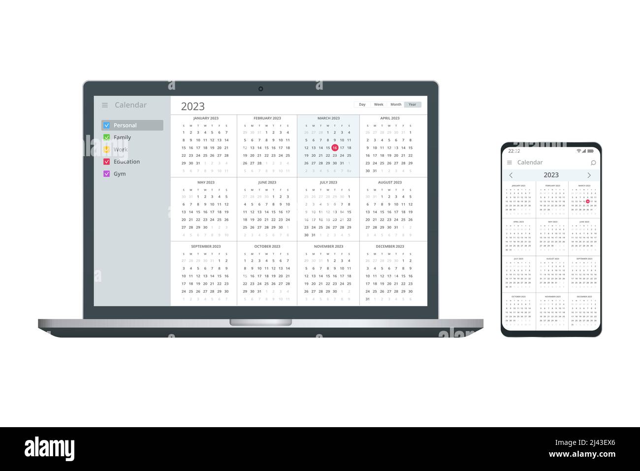 Calendar Planner Organization Management. Digital Electronic Calendar 