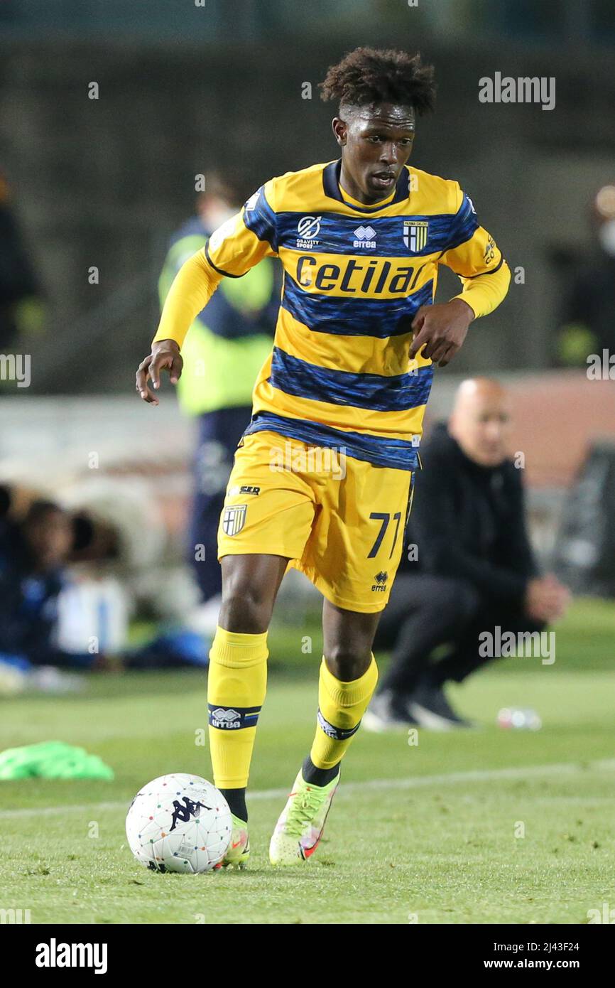 Brescia, Italy. 11th Apr, 2022. Felix Correia of PARMA CALCIO in action  during the Serie B match between Brescia Calcio and Parma Calcio at Stadio  Mario Rigamonti on April 11, 2022 in
