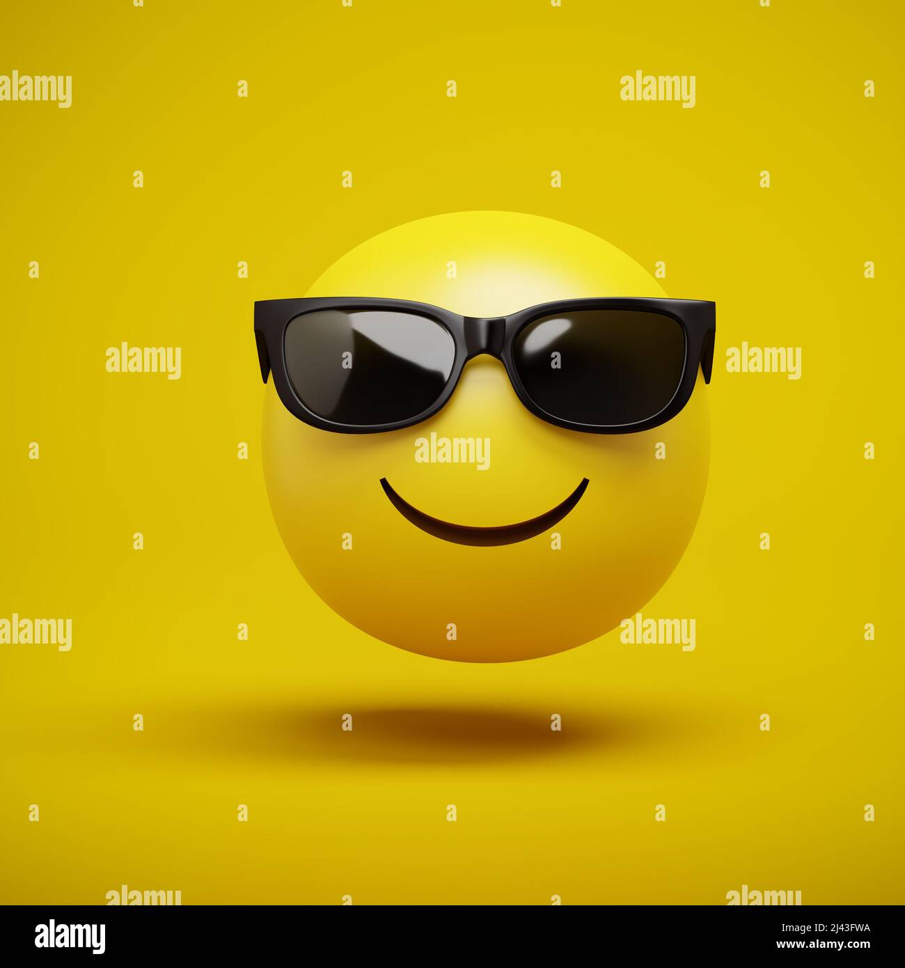 3d render of an emoji smiley with a broad grin and sunglasses ...