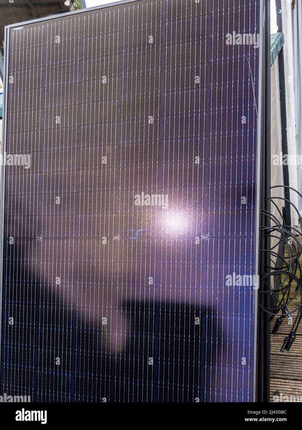 A solar panel waiting to be installed Stock Photo