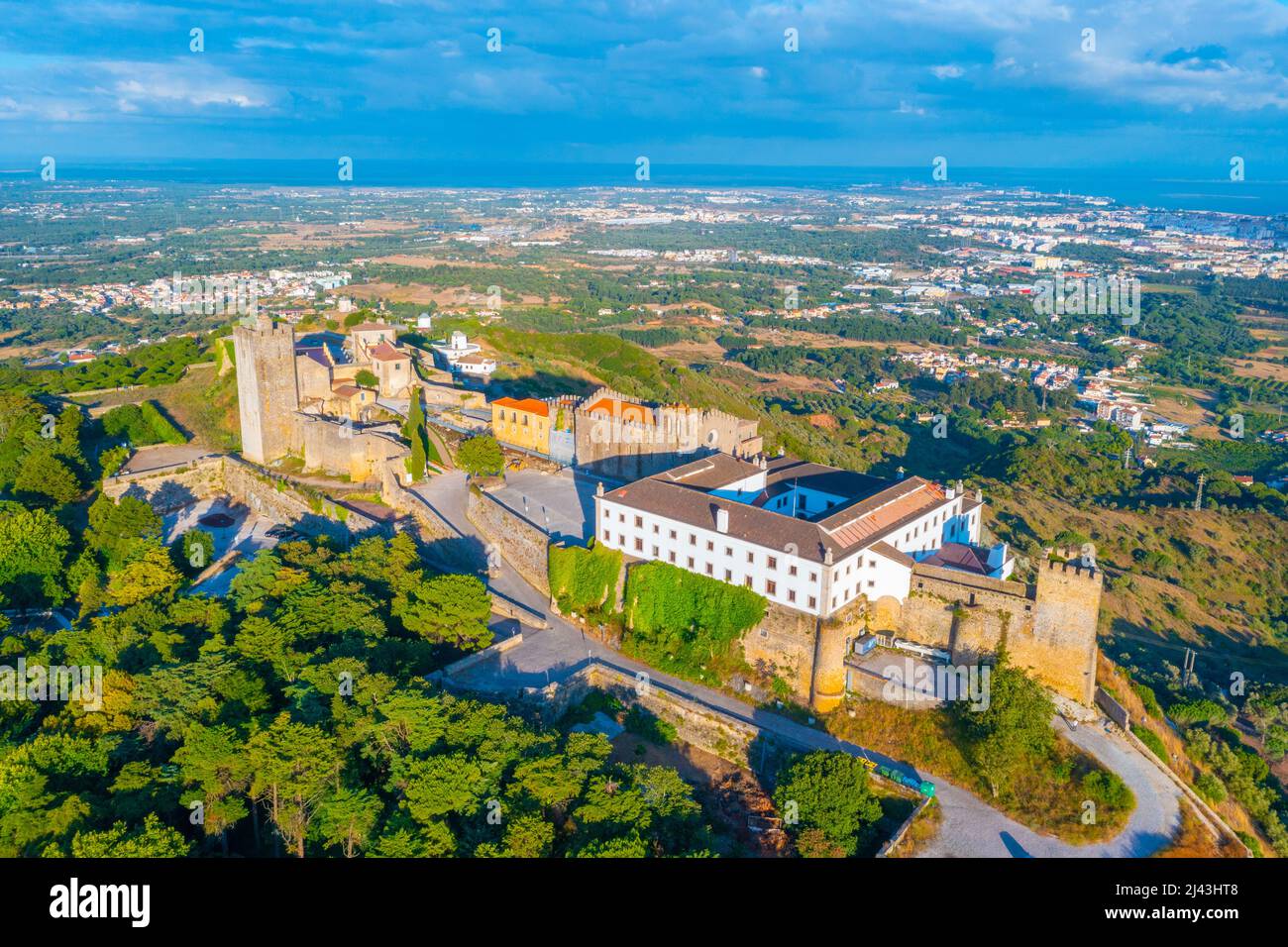 Aerial view of castle in Palmela near Setubal, Portugal. Stock Photo