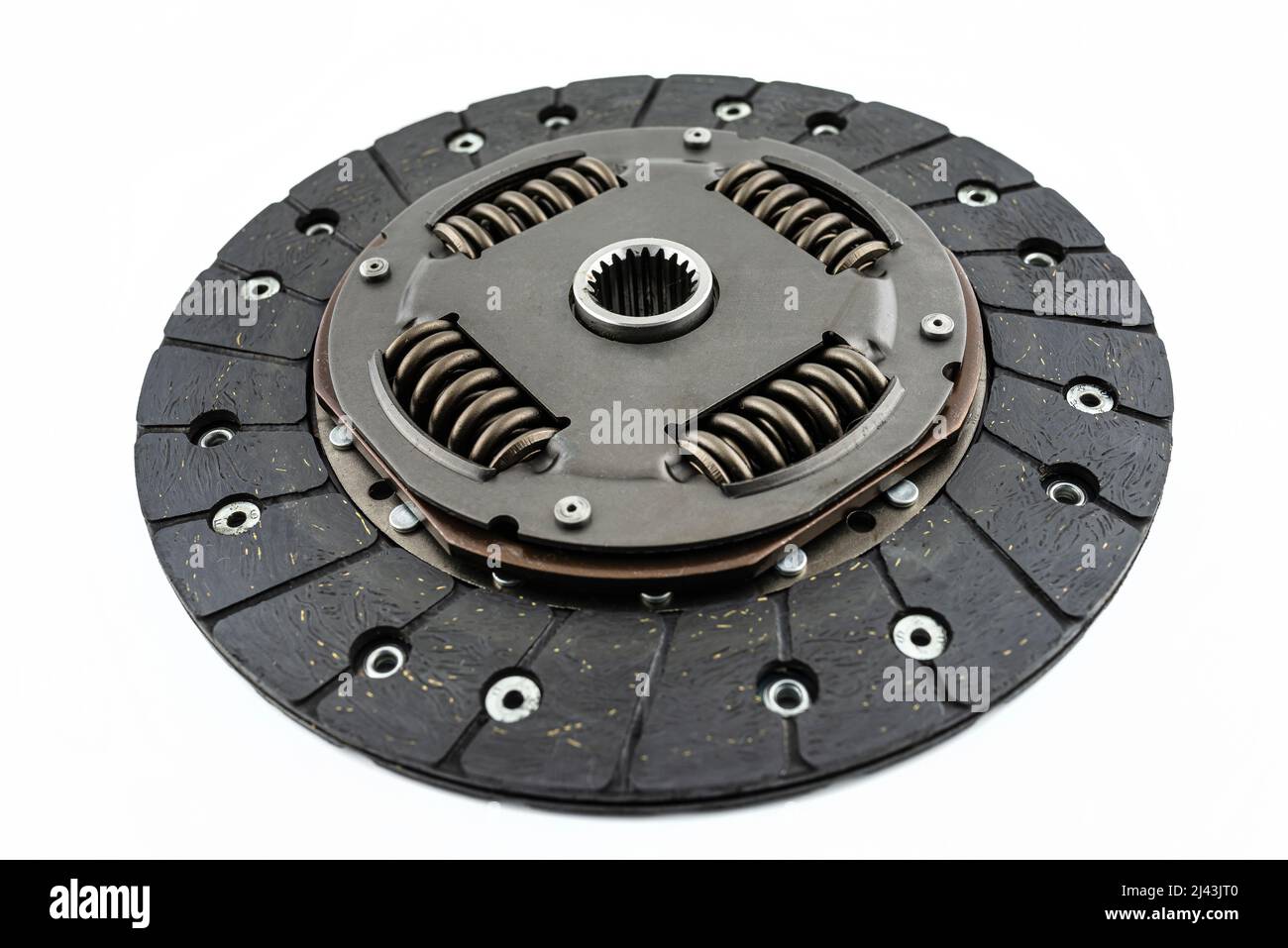 Used car clutch with damper springs and friction linings, isolated on a