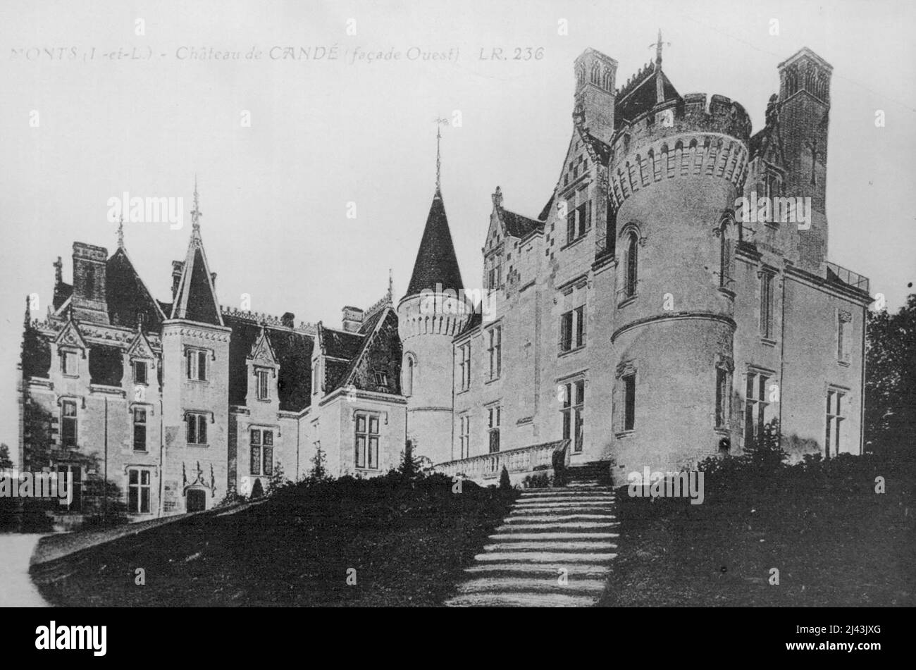 French Chateau Where Mrs Simpson is Staying The west front of the Chateau De Cande at Blois, near Tours, France. Owned by Mr and Mrs Charles E Bedaux, is now the Home of Mrs Ernest Simpson. April 27, 1937. (Photo by The Associated Press). Stock Photo