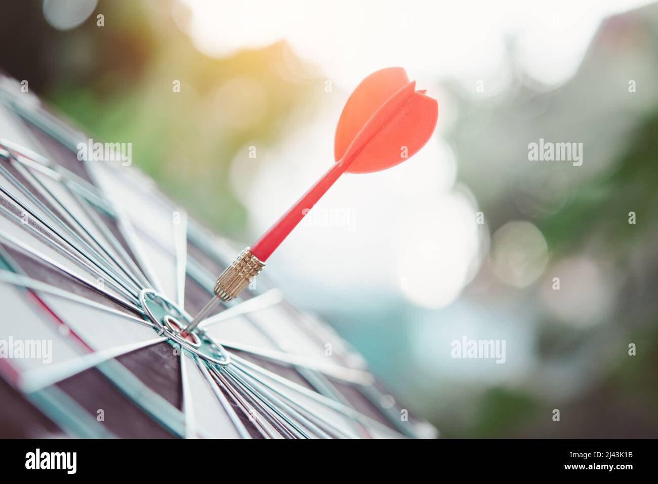 Business marketing success concept. Red dart arrow in center of the