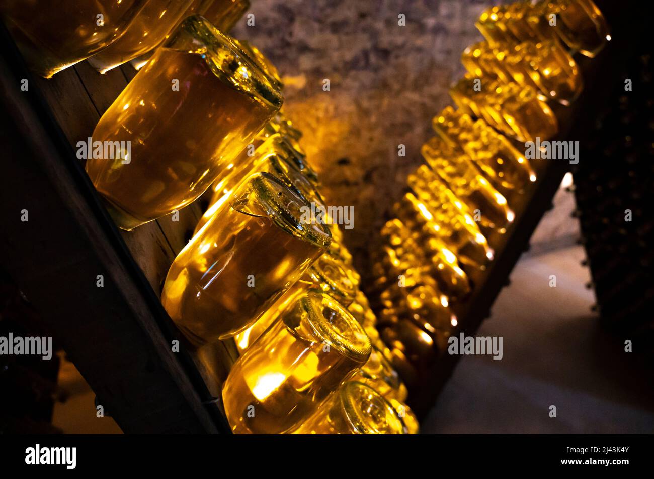Sparkling white and rose wine production by traditional method in