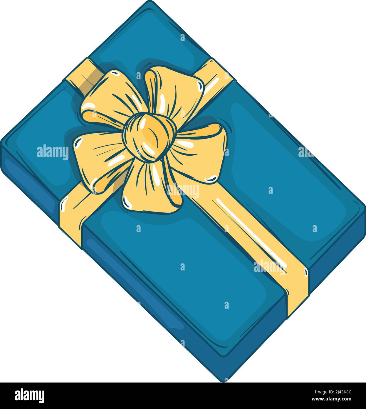 Isoalted sketch of a present with a wrapped ribbon Vector Stock Vector