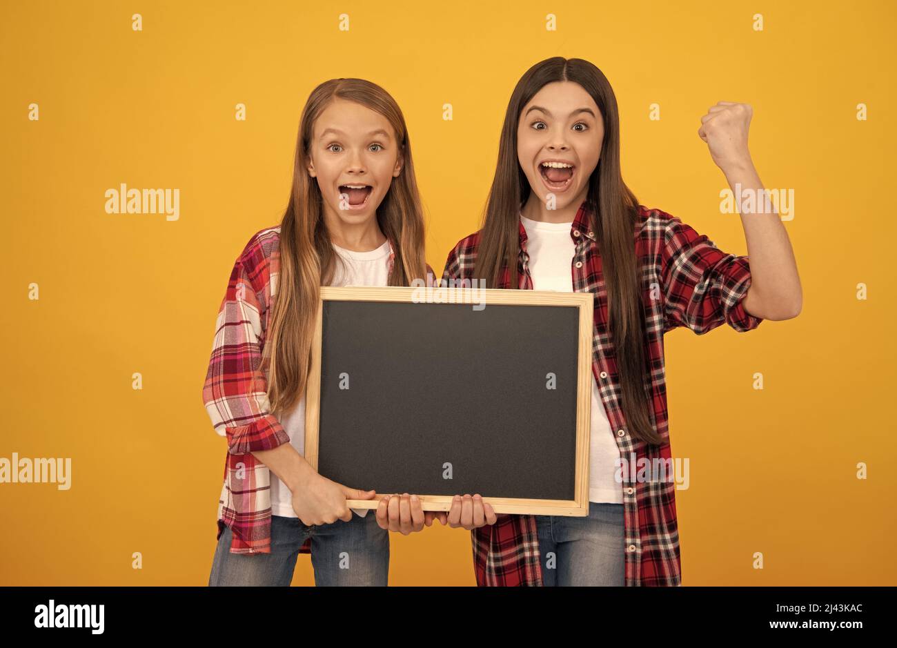 kids presenting novelty information. childhood education. copy space