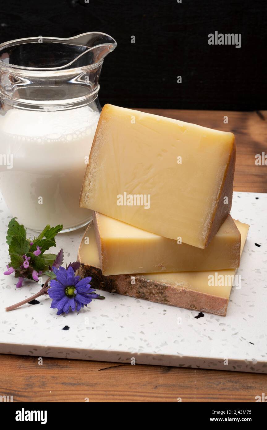 French cheese collection, comte cheese made from unpasteurized cow's