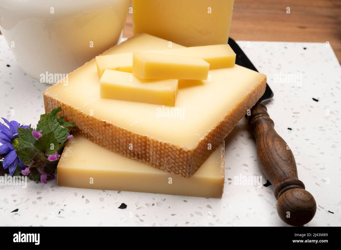 Swiss cheese collection, gruyere cheese made from unpasteurized cow's