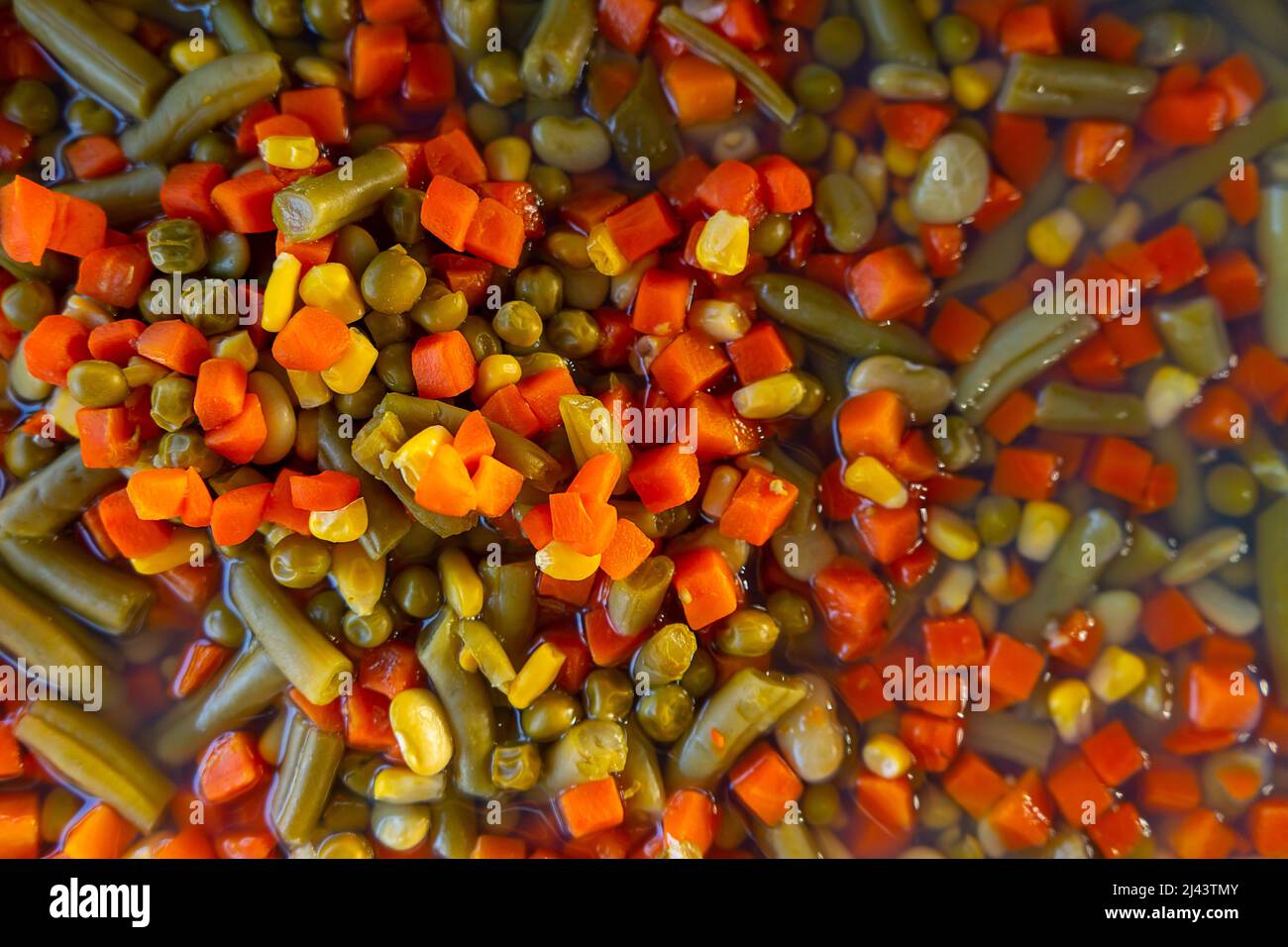 Photo for wallpaper of cooked vegetables. Carrot, green beans, corn and