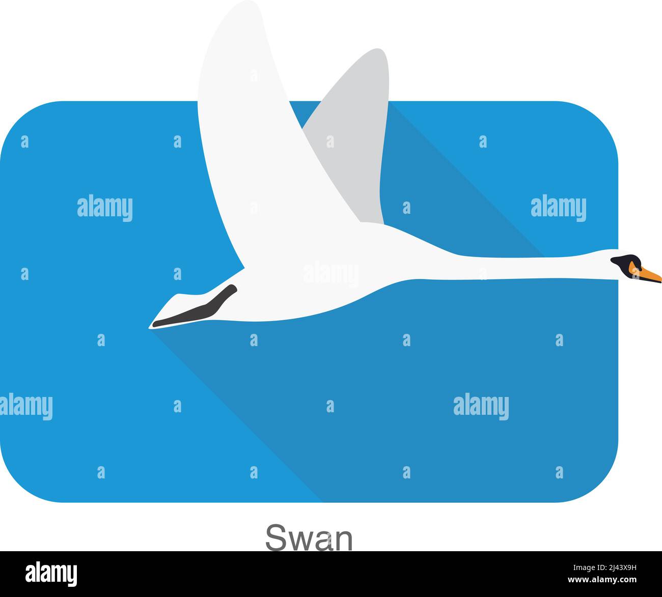 Mute swan flat icon design, cartoon vector illustration Stock Vector