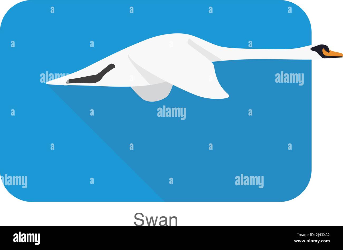 Mute swan flat icon design, cartoon vector illustration Stock Vector