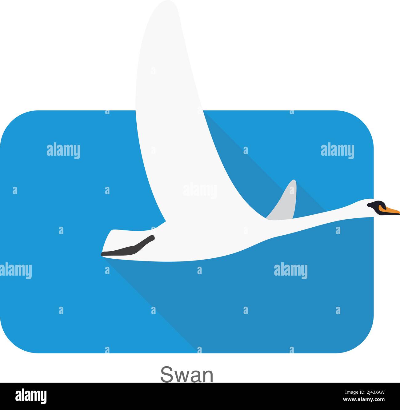 Mute swan flat icon design, cartoon vector illustration Stock Vector