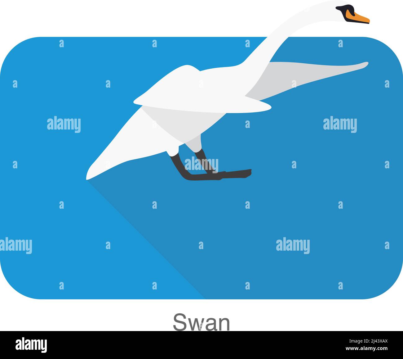 Mute swan flat icon design, cartoon vector illustration Stock Vector