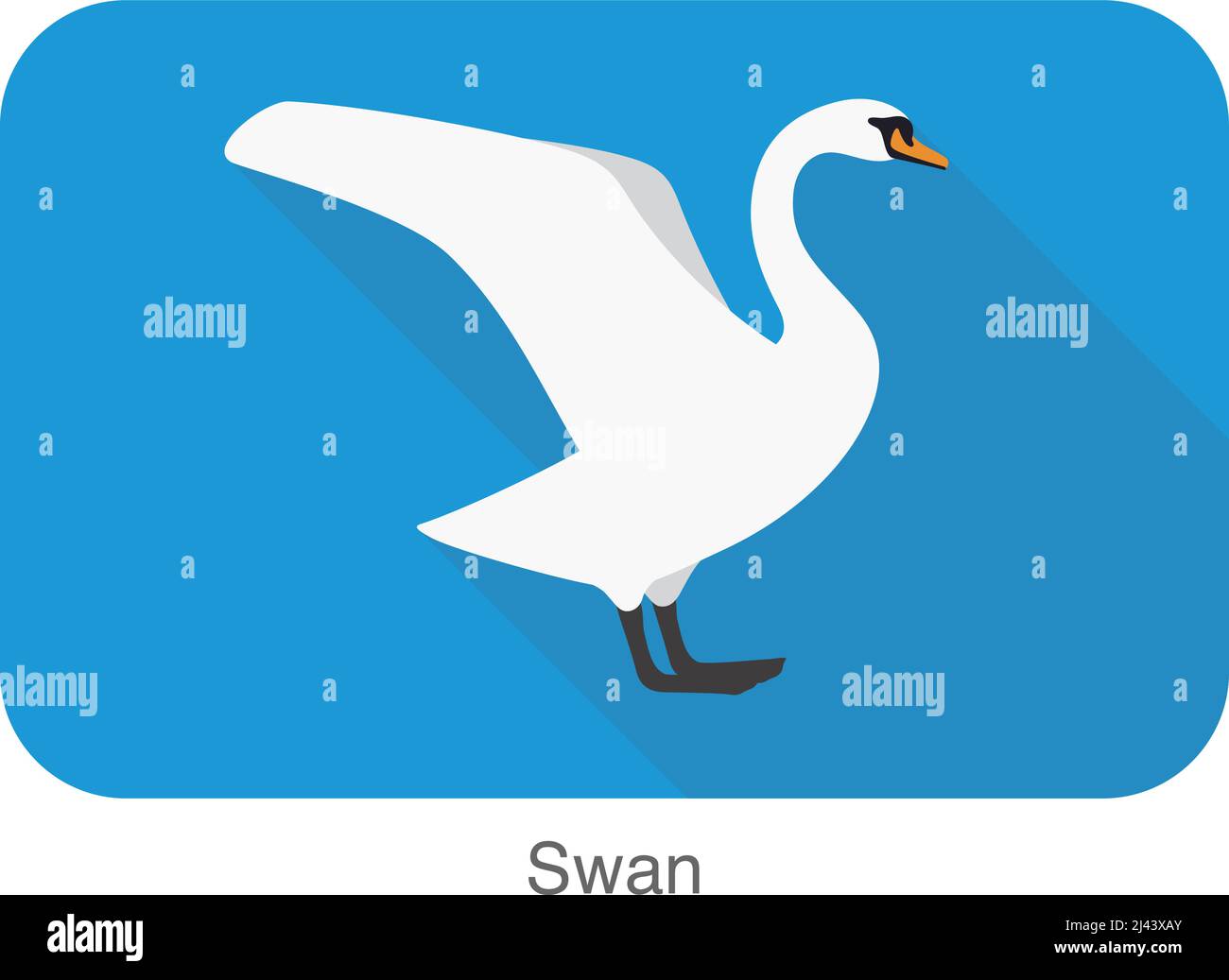Mute swan flat icon design, cartoon vector illustration Stock Vector
