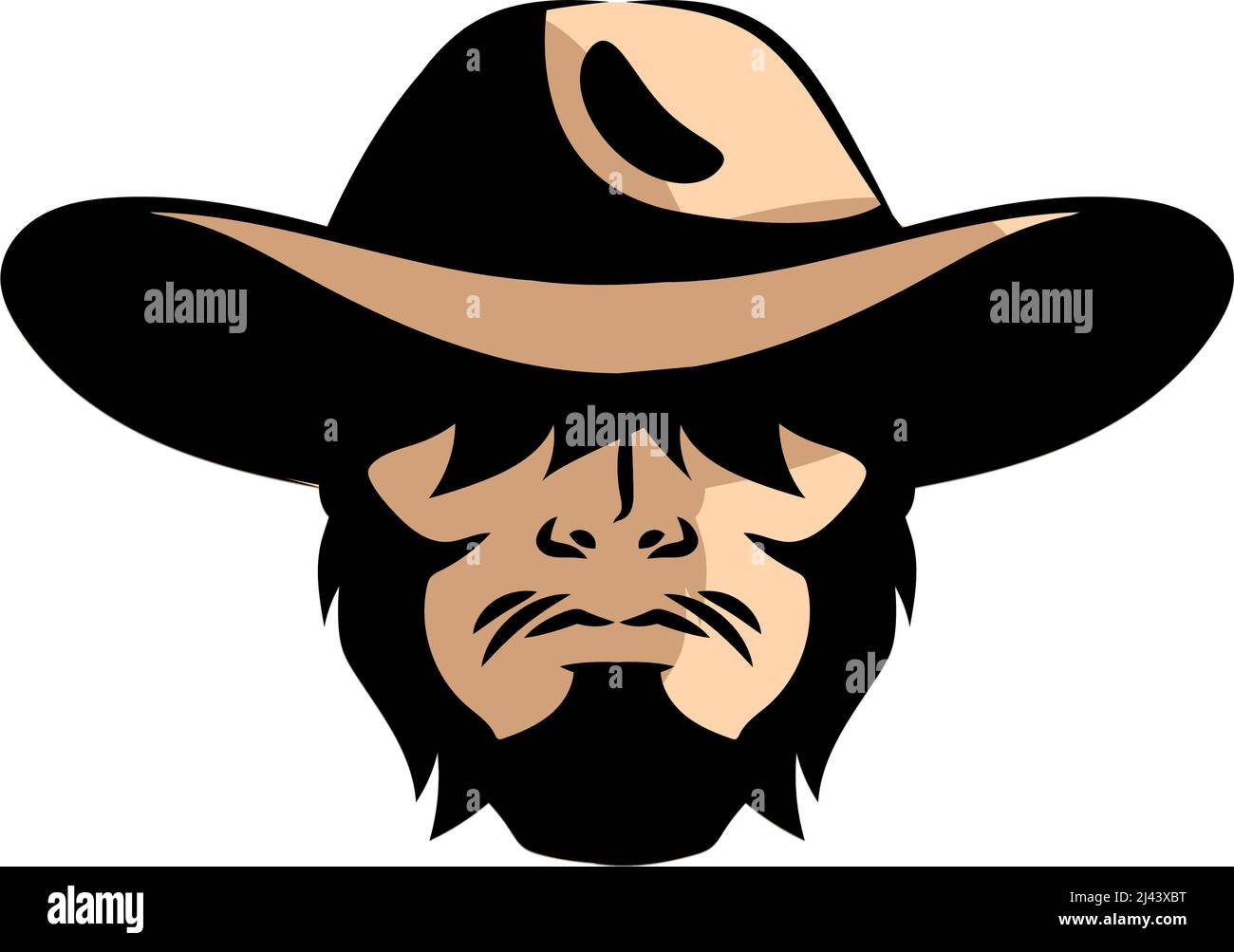 bearded gunslinger with hat head Stock Vector Image & Art Alamy