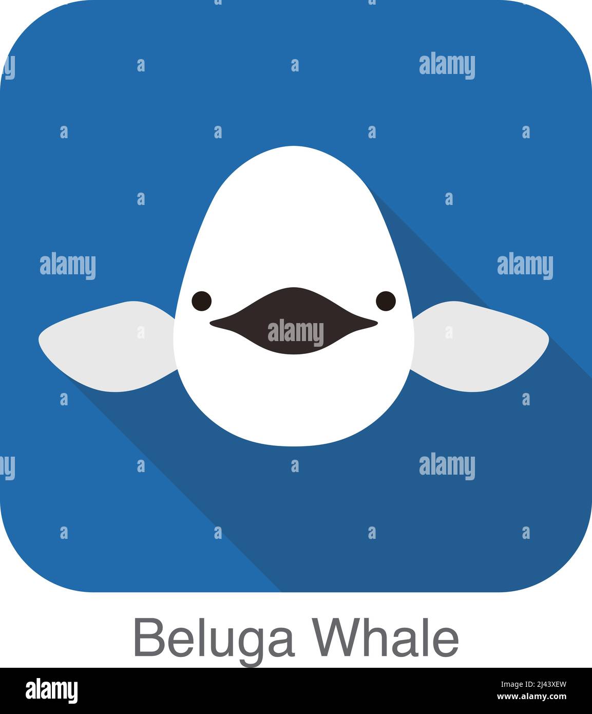 Beluga whale face flat icon  vector illustration Stock Vector